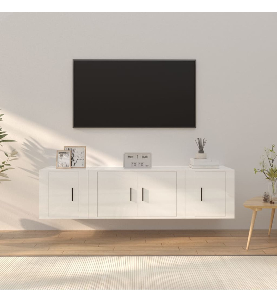 Ensemble de meubles TV 3 pcs Blanc brillant Bois d'ingénierie