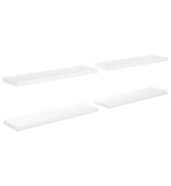 Étagère murale flottante 4 pcs Blanc brillant 90x23,5x3,8cm MDF