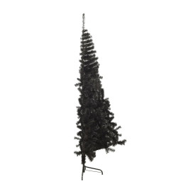 Demi sapin de Noël artificiel avec support Noir 150 cm PVC