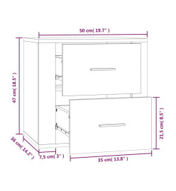 Table de chevet murale Blanc 50x36x47 cm