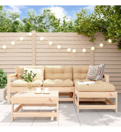 Salon de jardin 5 pcs avec coussins bois massif