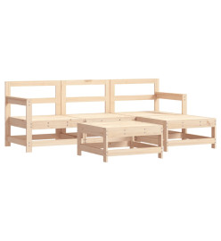 Salon de jardin 5 pcs avec coussins bois massif