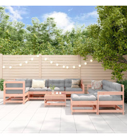 Salon de jardin 10 pcs avec coussins bois massif douglas