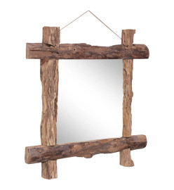 Miroir à bûches Naturel 70x70 cm Bois de récupération massif