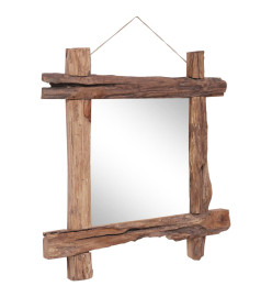 Miroir à bûches Naturel 70x70 cm Bois de récupération massif