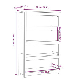 Bibliothèque Marron miel 80x35x126 cm Bois de pin massif