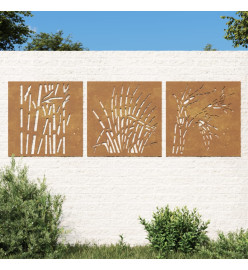 Décorations murales jardin 3 pcs 55x55 cm design d'herbe