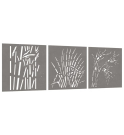 Décorations murales jardin 3 pcs 55x55 cm design d'herbe