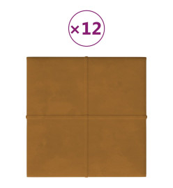 Panneaux muraux 12 pcs Marron 30x30 cm Velours 1,08 m²