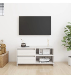 Meuble TV Blanc 80x31x39 cm Bois de pin massif