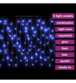 Rideau lumineux à glaçons LED 10m 400 LED Bleu 8 fonctions