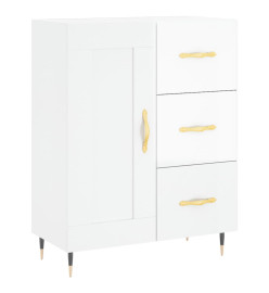 Buffet haut Blanc brillant 69,5x34x180 cm Bois d'ingénierie