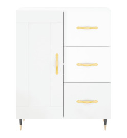 Buffet haut Blanc brillant 69,5x34x180 cm Bois d'ingénierie