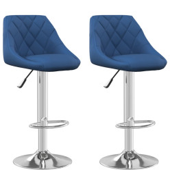 Tabourets de bar lot de 2 bleu velours