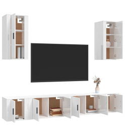 Ensemble de meubles TV 6 pcs Blanc brillant Bois d'ingénierie