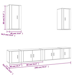 Ensemble de meubles TV 6 pcs Blanc brillant Bois d'ingénierie