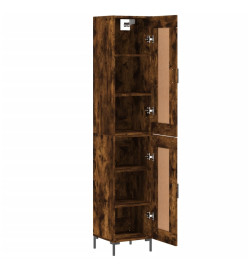 Buffet haut Chêne fumé 34,5x34x180 cm Bois d'ingénierie