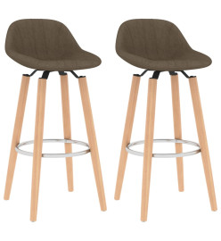 Tabourets de bar lot de 2 marron tissu