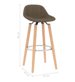 Tabourets de bar lot de 2 marron tissu