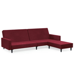 Canapé-lit à 2 places avec repose-pied Rouge bordeaux Velours