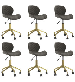 Chaises pivotantes à manger lot de 6 gris foncé velours