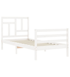 Cadre de lit avec tête de lit blanc 90x200 cm bois massif