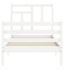 Cadre de lit avec tête de lit blanc 90x200 cm bois massif