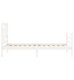 Cadre de lit avec tête de lit blanc 90x200 cm bois massif