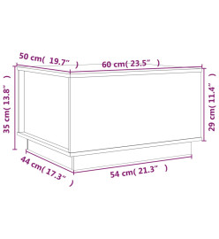 Table basse Gris 60x50x35 cm Bois massif de pin