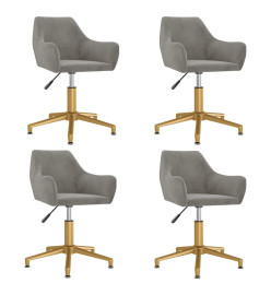 Chaises à dîner pivotantes 4 pcs Gris clair Velours