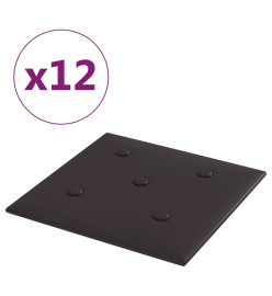 Panneaux muraux 12 pcs Noir 30x30 cm Similicuir 1,08 m²