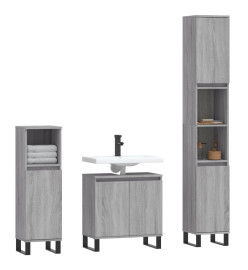 Ensemble d'armoires de salle de bain 3 pcs sonoma gris