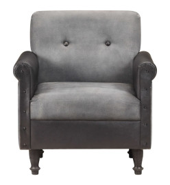 Fauteuil Noir Cuir véritable et toile