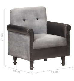 Fauteuil Noir Cuir véritable et toile