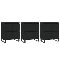 Buffets 3 pcs noir bois d'ingénierie