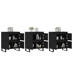 Buffets 3 pcs noir bois d'ingénierie