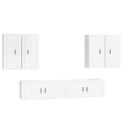 Ensemble de meubles TV 6 pcs Blanc brillant Bois d'ingénierie