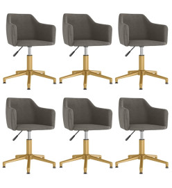 Chaises pivotantes à manger lot de 6 Gris foncé Velours