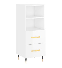 Buffet Blanc brillant 34,5x34x90 cm Bois d'ingénierie