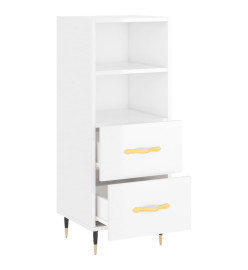 Buffet Blanc brillant 34,5x34x90 cm Bois d'ingénierie