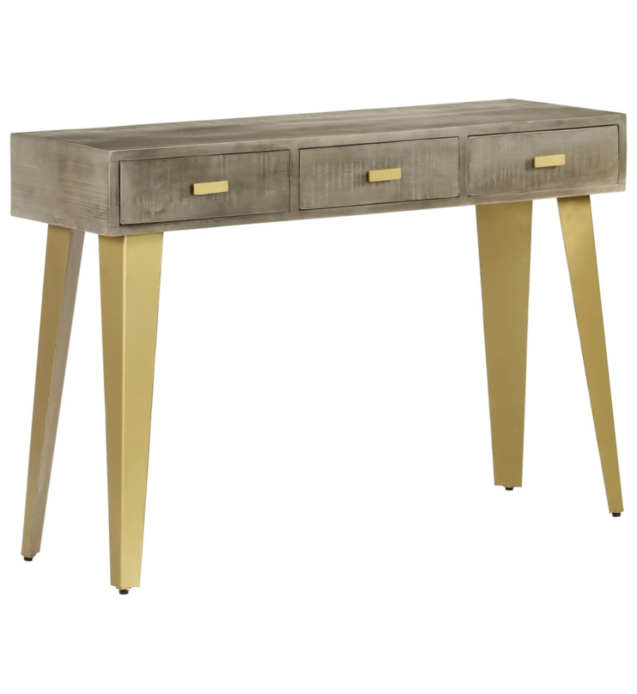 Table console Bois de manguier Gris avec laiton 110x35x76 cm