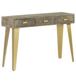 Table console Bois de manguier Gris avec laiton 110x35x76 cm