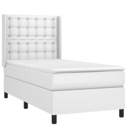 Lit à sommier tapissier avec matelas Blanc 100x200cm Similicuir