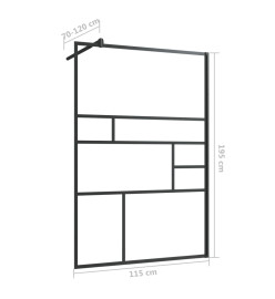 Paroi de douche à verre ESG transparent 115x195 cm Noir