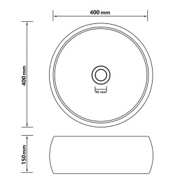 Lavabo rond de luxe Marron foncé mat 40x15 cm Céramique