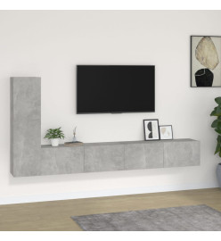 Ensemble de meubles TV 3 pcs Gris béton Bois d'ingénierie