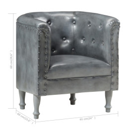 Fauteuil Gris Cuir véritable