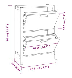 Armoire à chaussures Noir 57,5x33x80 cm Bois d'ingénierie