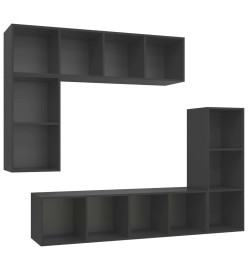 Ensemble de meubles TV 4 pcs Gris Bois d'ingénierie