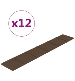 Panneaux muraux 12 pcs Marron 90x15 cm Tissu 1,62 m²